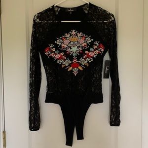 Lulus embroidered lace bodysuit